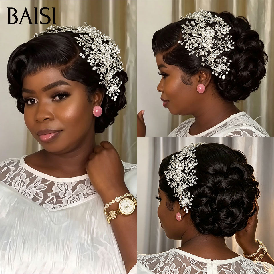 BAISI Coiffure de luxo Jacqueline Perucas Casamento + acessórios grátis Pronta a usar, coque e personalização como no vídeo, 100% idêntica com frontal em renda para casamento ou evento especial BS120