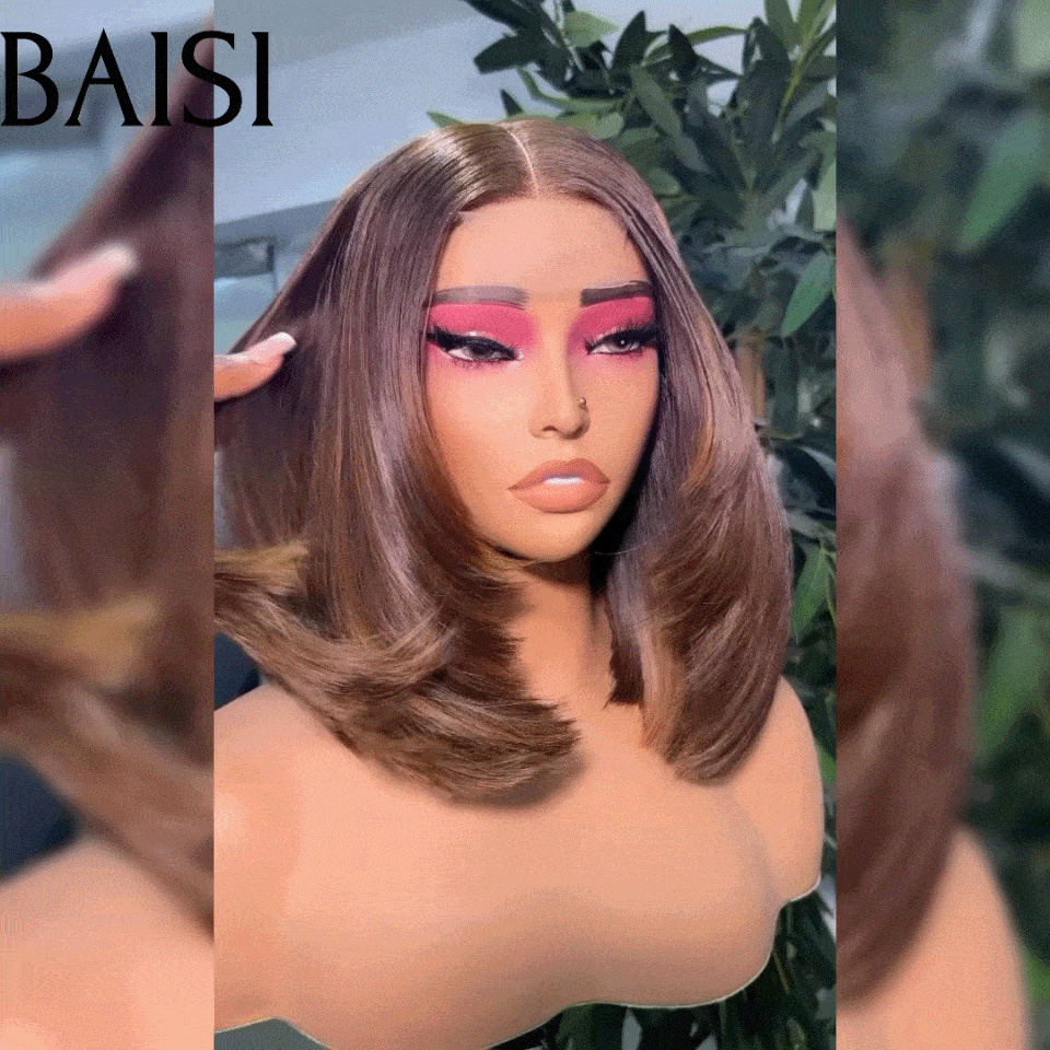 BAISI 100% Vietnam Hair 2x6 Lace Perruque Lisse Couleur mélangée #4#30 SDD BONE STRAIGHT En 100% Cheveux Humains