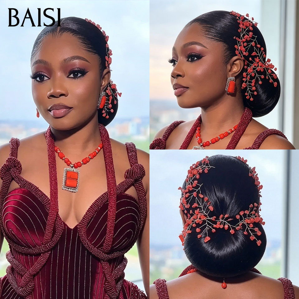 BAISI Coiffure de luxo Irene Perucas 13X4 HD lace para casamento, pronta a usar, chignon e personalização como no vídeo, 100% idêntico com lace frontal para casamento ou evento especial BS120
