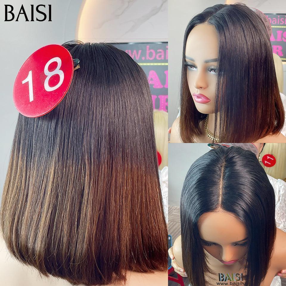 BAISI 4X4 Peruca Bob Lisa Castanha 1BT4 12 pouces 100% Cabelo do Vietname Pré-penteada Sem Necessidade de Cola em 100% Raw Hair Lace já Cortada
