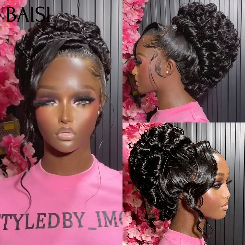 BAISI Coiffure de luxe Edwina Perruques Mariage Prête à porter chignon et personalisation comme sur la vidéo 100% identique avec lace frontale événement spécial