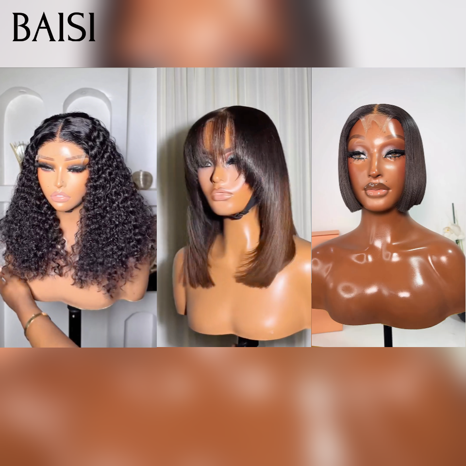 BAISI Lot de 3 perruques Vietnam Hair + Raw Hair 259€ Achetez 3 + 1 Gratuite Couleur Noir et Noir marron 1BT/4# Idéale Pour Revendre en 100% vrais cheveux humains BS65