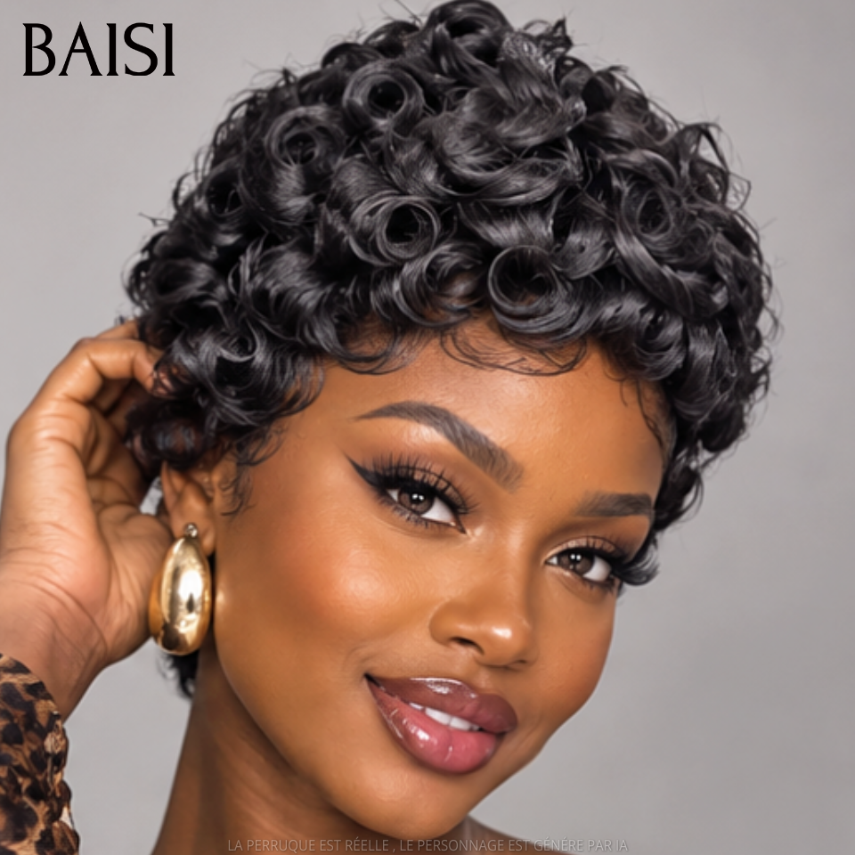 BAISI HAIR FR 3 Perruques 76€ pixie sans colle sans lace En 100% Cheveux Humains