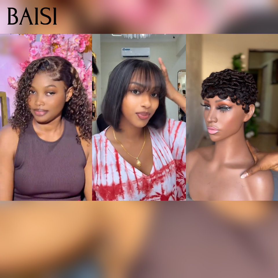 BAISI promotion 3 perruques 169€ au lieu de 269€ Trois différentes modèles, Différentes Couleurs en 100% Cheveux Humains