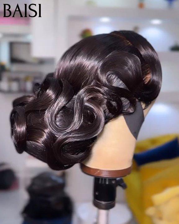 BAISI Coiffure de luxe Linda ou Emma Perruques Mariage Prête à porter chignon et personalisation comme sur la vidéo 100% identique avec lace frontale pour mariage ou événement spécial BS120