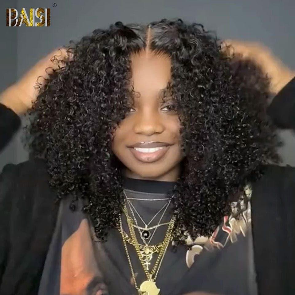BAISI Compre 2 perucas no mínimo ao preço de fábrica, peruca Deep Wave 4x4 closure do fornecedor, 100% cabelo humano, cabelo indiano e brasileiro (sem código)