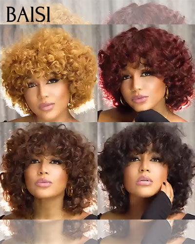 BAISI Offre Flash Perruque Bob EGG wave avec Frange 4 Couleurs Sans Lace en 100% Cheveux Humains BS65