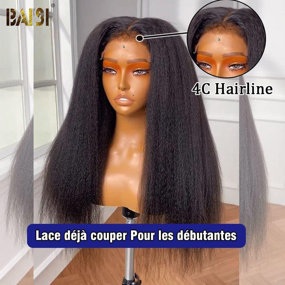 Parrucca in pizzo BAISI 4X6 Kinky Straight di fascia alta con capelli del bambino pizzo naturale senza colla 100% veri capelli umani 4C Attaccatura dei capelli