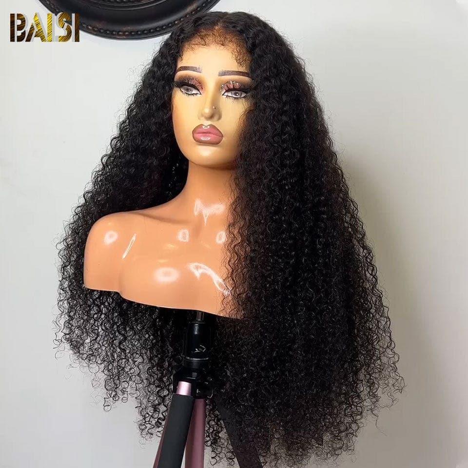 BAISI 4X6 lace perruque Curly en haut de gamme avec les Baby Hair naturel sans lace sans colle 100% vrais cheveux humains 4C Hairline
