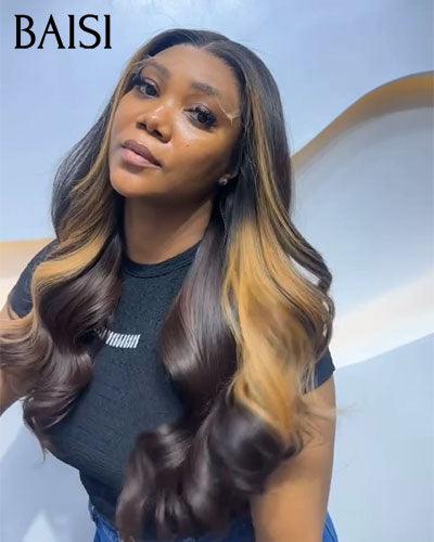 BAISI perruque pixie Louise oui avec lace 13X4 lace Body wave NOIR Mixte miel 22 pouce 268€ ou pixie sans colle F-9188 100% cheveux humains
