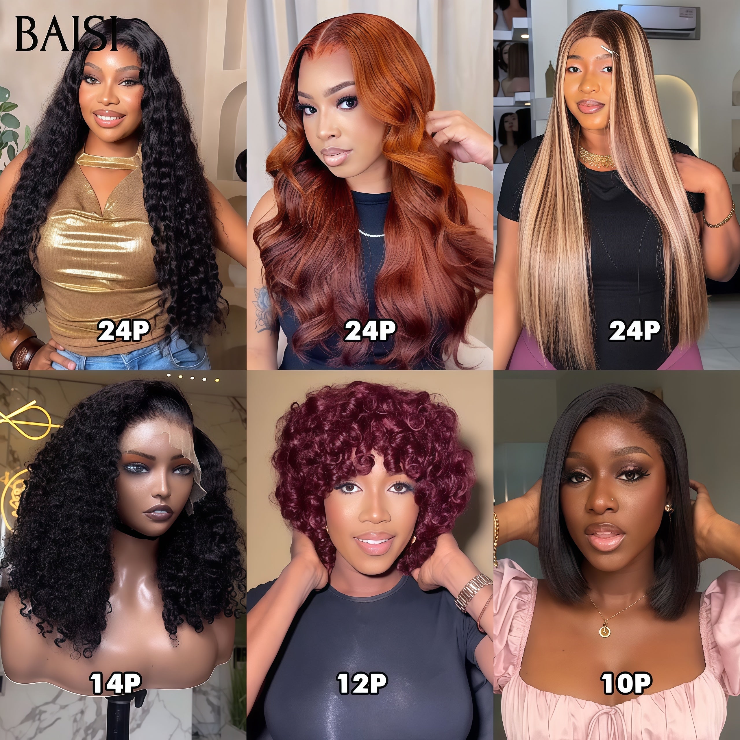BAISI 6 Wigs 429€ Discount with promo code 100% Real Human Hair