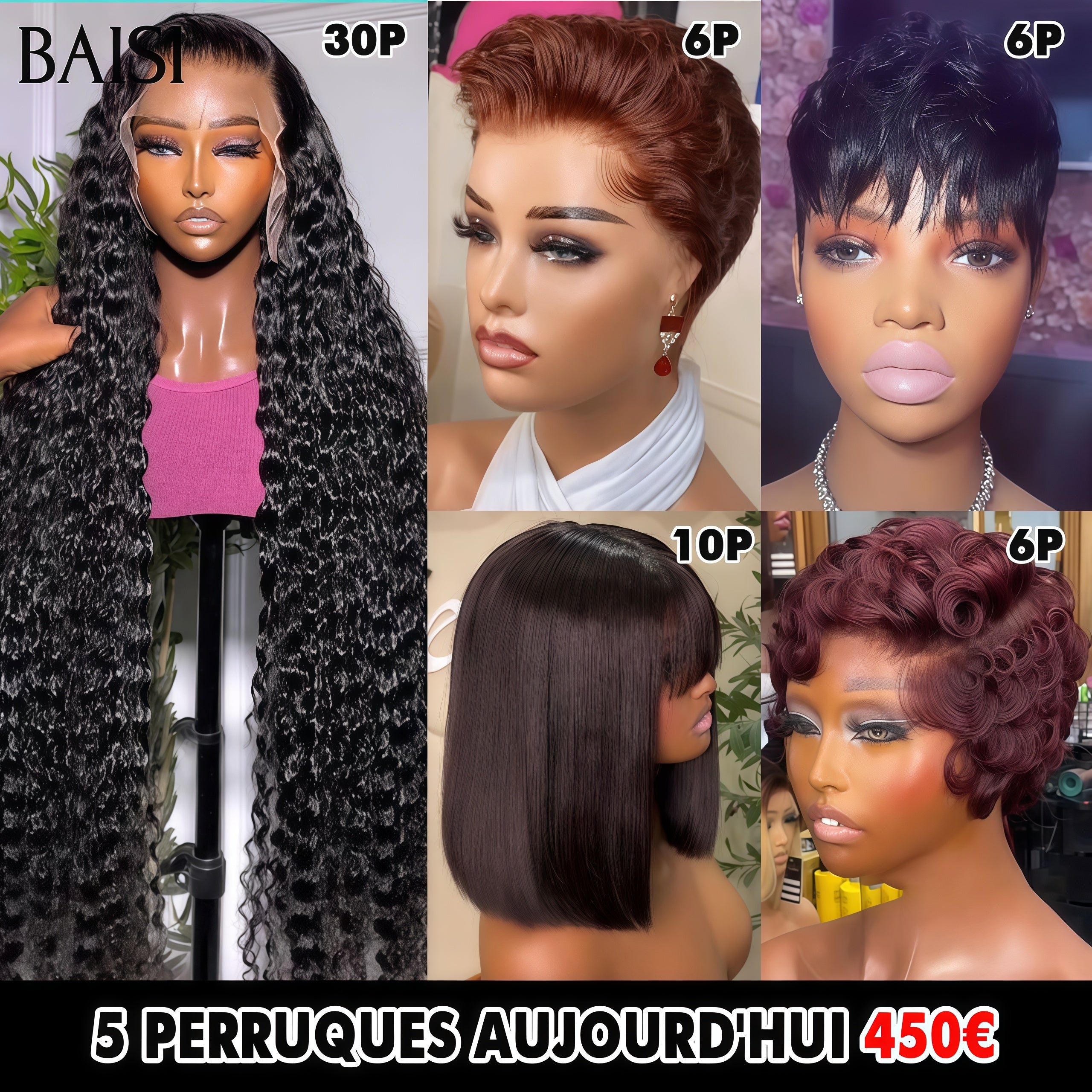 BAISI vendita flash 5 parrucche di pizzo 13X4 e 4X4 in capelli umani veri al 100% 689 euro Codice: VIP100