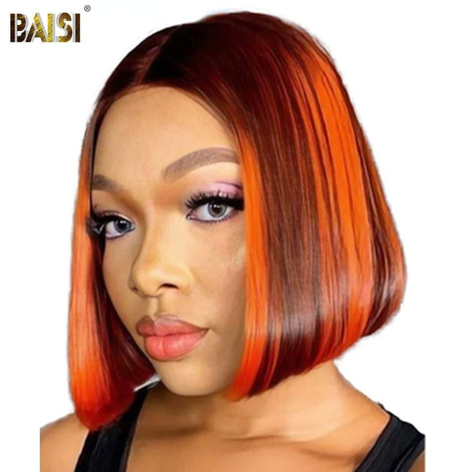 BAISI HAIR FR 13x4 Frontal Perruque en Couleur #4MIX#350 100% Vrais Cheveux Humains