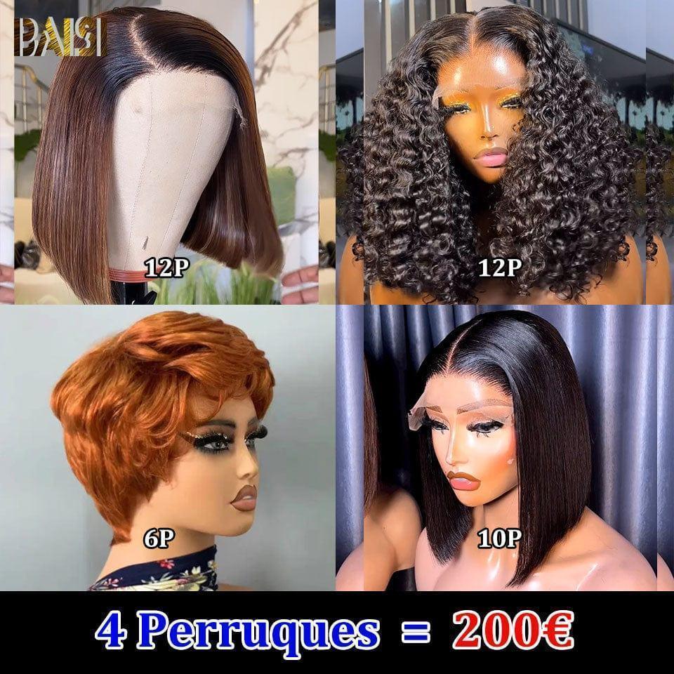 BAISI HAIR FR 4X4 fecho em renda 8 pouces bob liso 69€ ou 4 perucas a preço de fábrica super acessível 200€