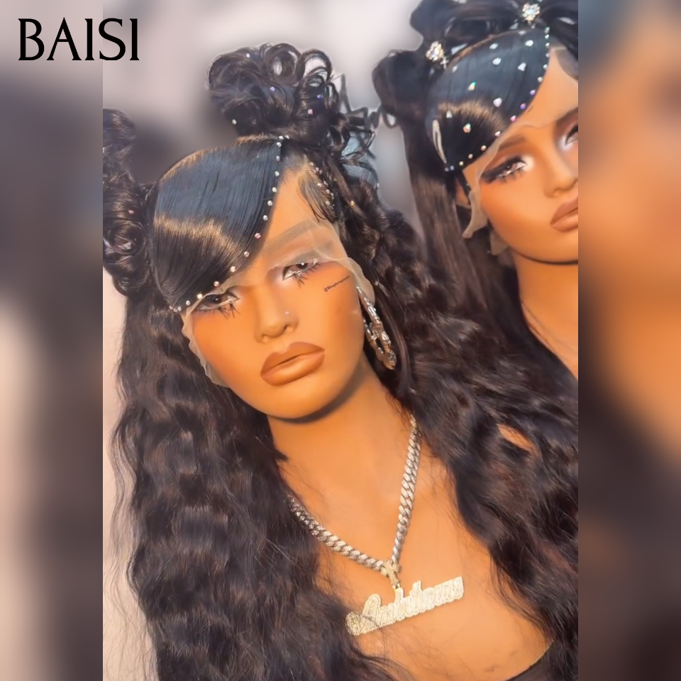 BAISI Compre 2 perucas no mínimo ao preço de fábrica do fornecedor Peruca Natural Já Penteada 139€ Em Lace 13X4 Frontal Curly em 100% Cabelo Humano (Sem Código)