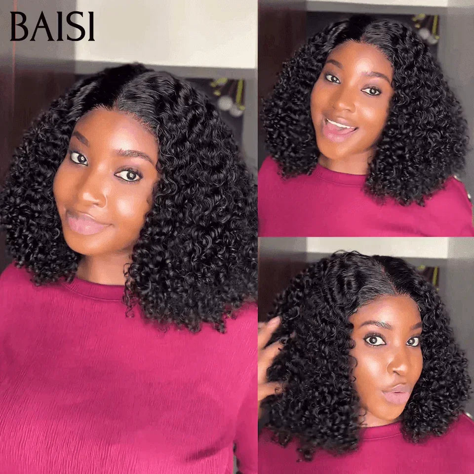 BAISI Oferta Flash 139€ 300% densidade 14 Polegadas 4X4 Peruca de Luxo curly wave double drawn madeixas virgens volume em 100% Cabelos Humanos