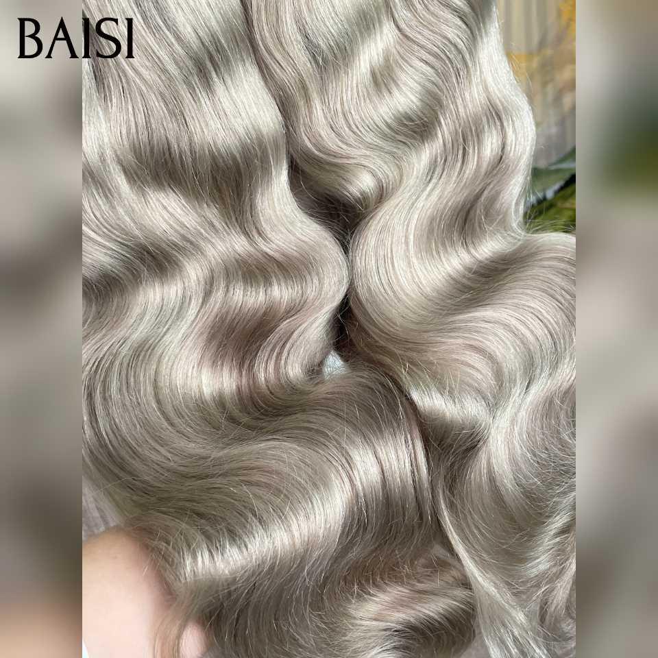 BAISI Collection Poivre et Sel 13X4 lace Perruque Body wave 16 pouces 159€ En Couleur Gris 1BTgris# 100% CHEVEUX HUMAINS