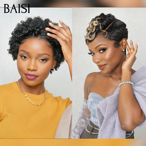 BAISI Achetez 1 + 1 Gratuite = 69€ Sans Colle 2 couleur NOIR et Mixte en 100% vrais cheveux humains code:FR38