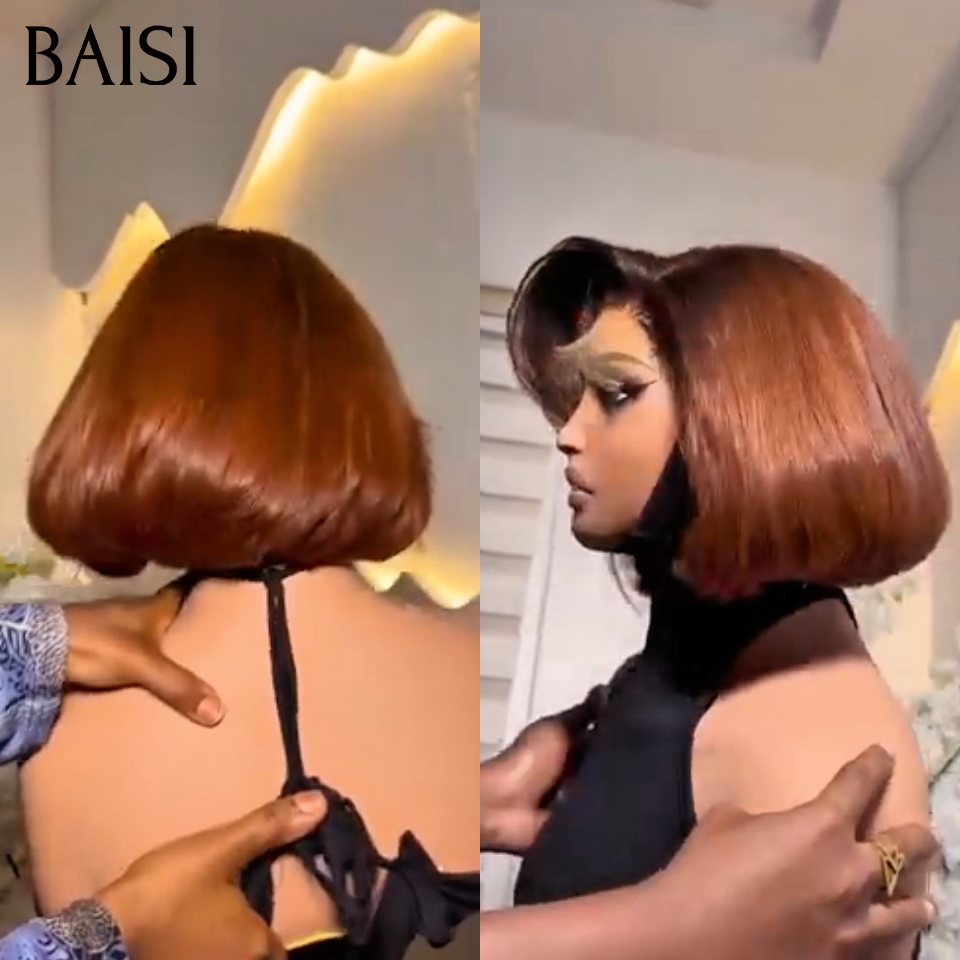BAISI NOUVELLES ÉTÉ 2026 Perruque bob en couleur Noir mixte Marron 66€ 100% Cheveux Humains