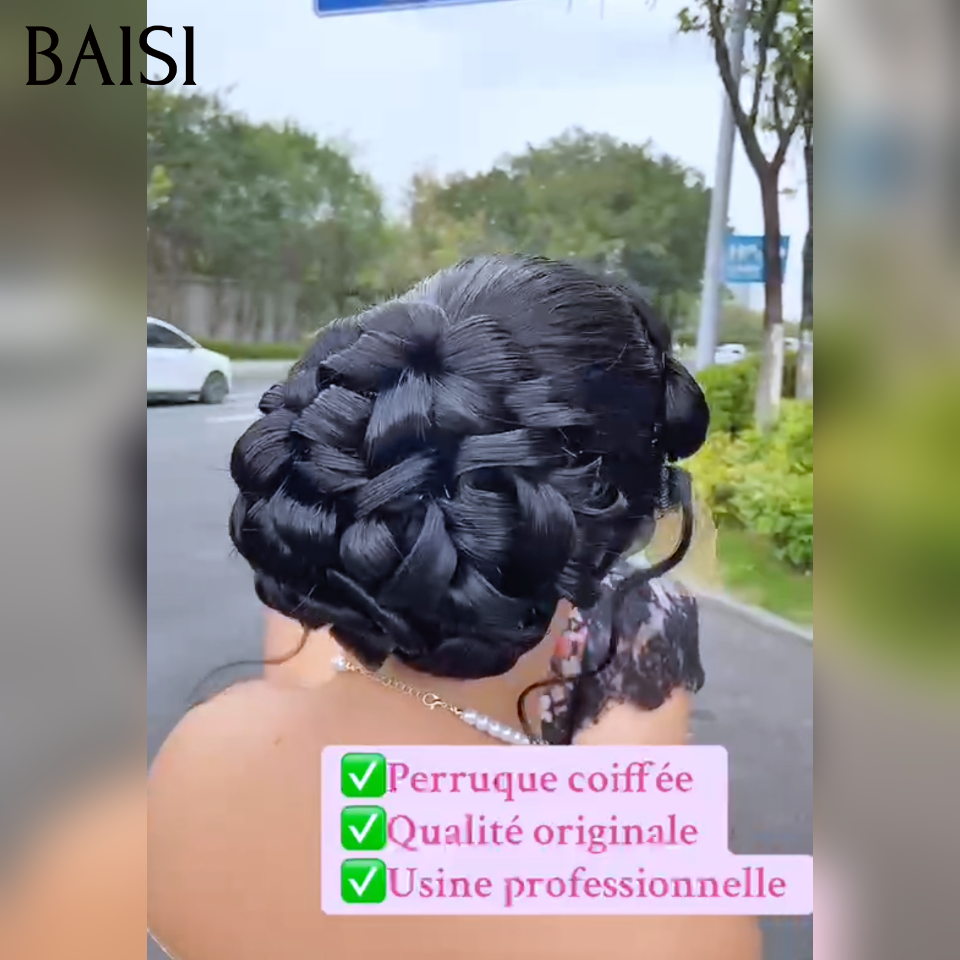 BAISI 13x4 Lace frontal Perruques coiffée Qualite originale Peut être porté directement Personnalisable en fonction de la vidéo Convient pour les mariages et autres occasions Usine professionnelle En 100% cheveux humains