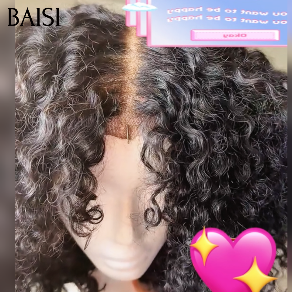 BAISI 13×4 lace frontal perruques curly wave en Couleur noir 10 pouces pour seulement 78€ EN 100% CHEVEUX HUMAINS