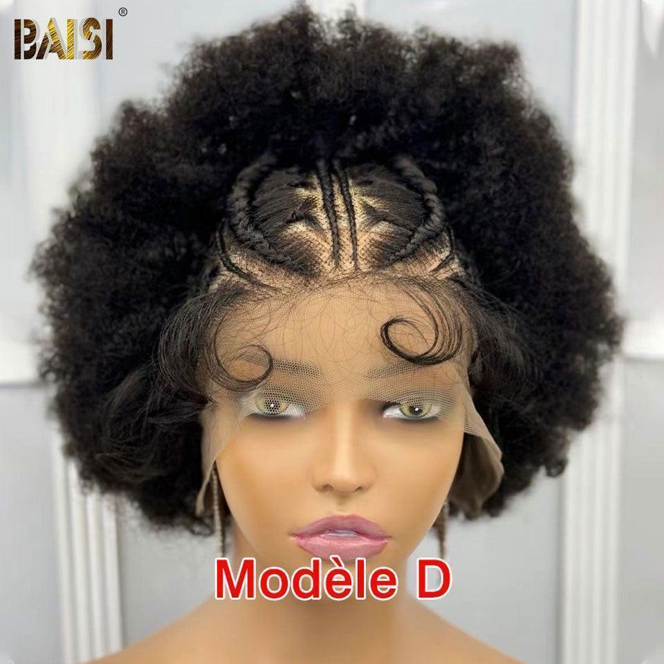 BAISI perruque Bob Afro curly Petite natte frisé full lace avec baby hair synthétic hair FR38