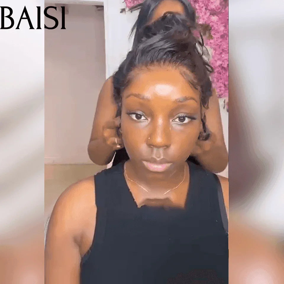 BAISI Upgrade Invisible Strap 360 Frontal Body Wave Adjustable cordes invisible et réglable Pré-plucked Pas Besoin de Colle 250% densité en 100% Raw Hair Lace déjà couper