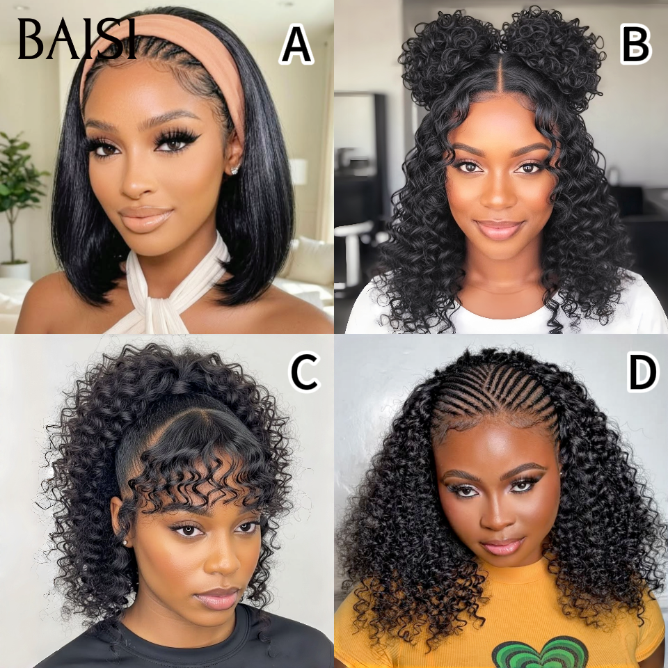 BAISI 13x4 Lace Frontal PROMO 4 Perruques ABCD Chaque Modèle Son Style Différent Look Tous les Jours en 100% Cheveux Humains