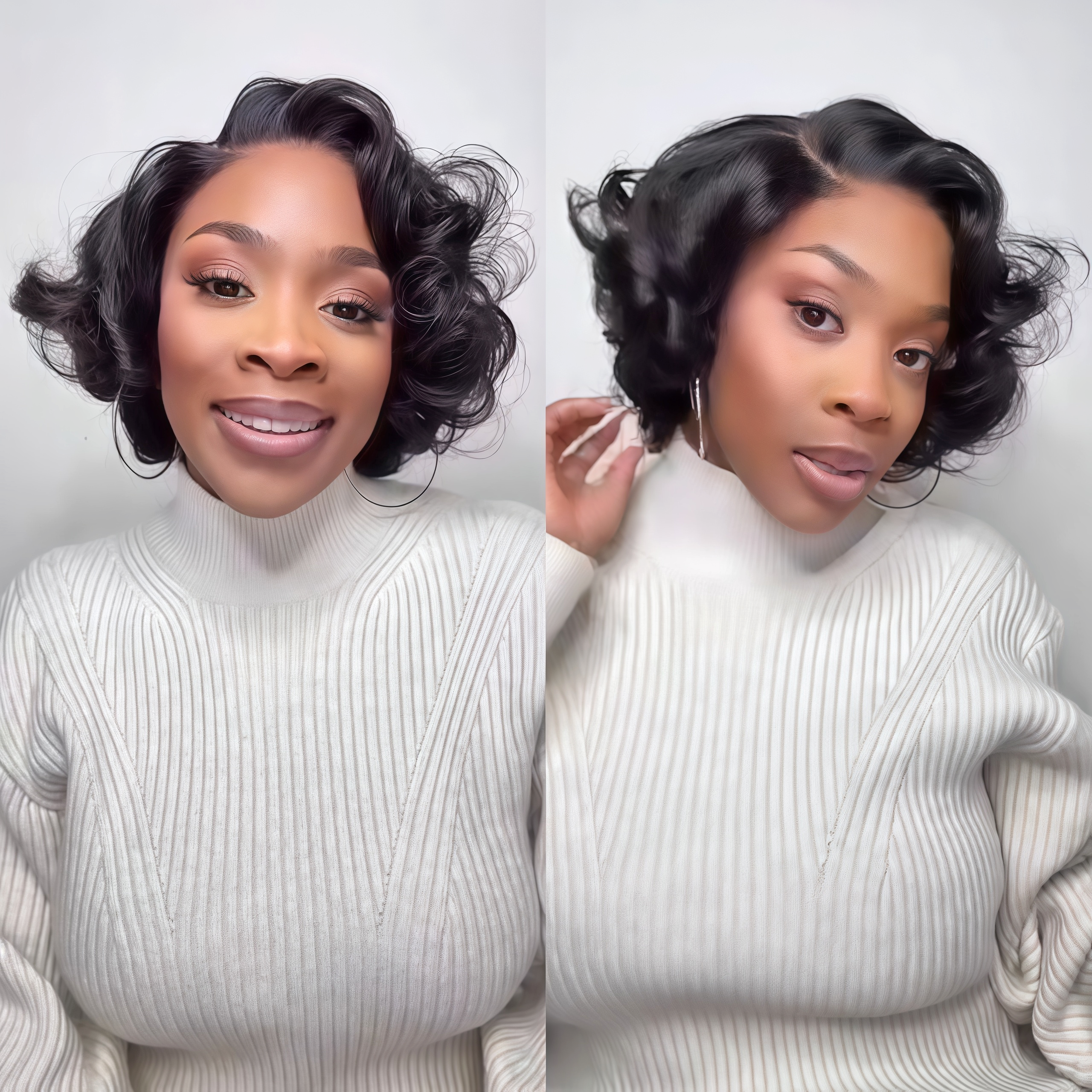 BAISI Egg Wave Sans Colle 86€ ou T part perruque Bob Afro Curl 12 Pouce Miel et noir 1BT27# moitié prix en 100% cheveux humains