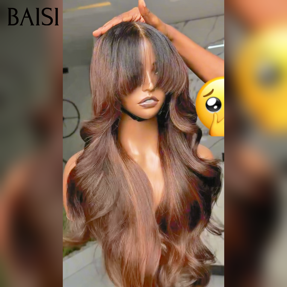 Nouveau produit Moitié prix 13x4 lace frontal Perruque Body wave avec Frange PROMO en couleur Marron 1BT4# en 100% Cheveux Humains