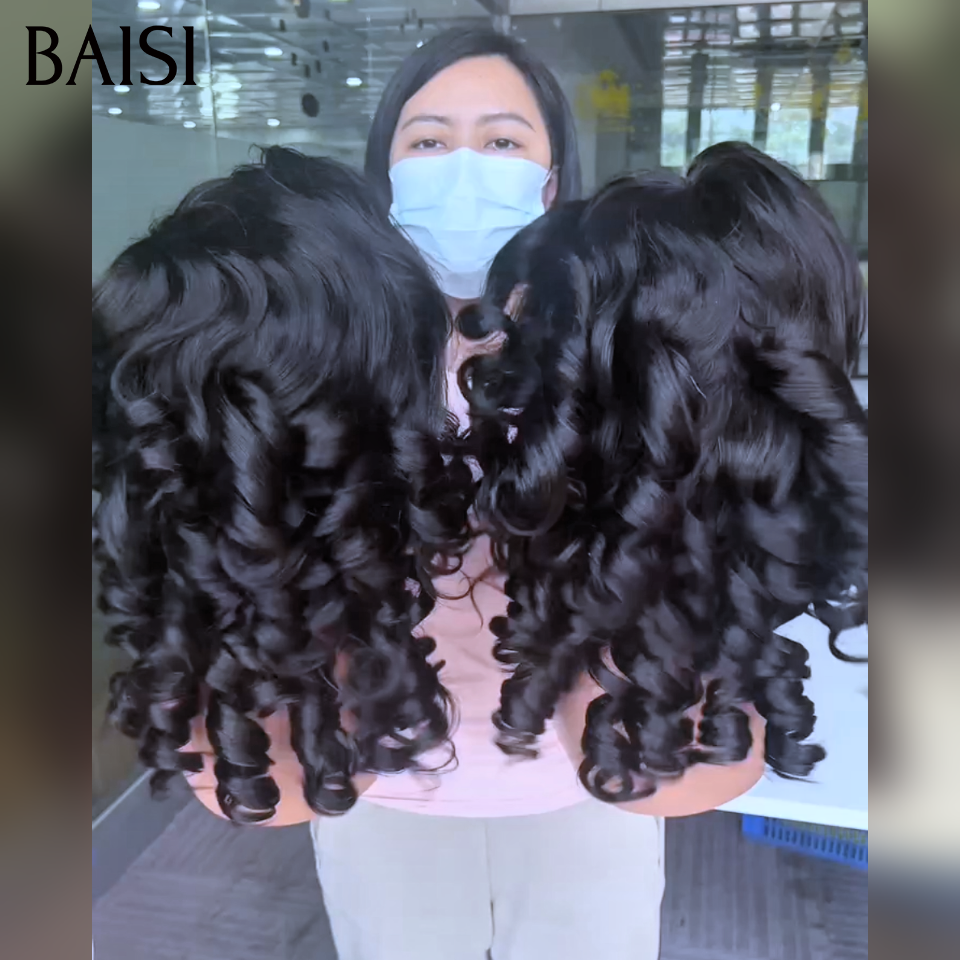 BAISI Perruques en France 13x6 Front Lace Body wave Couleur NOIR Sans Colle 22 Pouces Perruque 100% Cheveux Humains