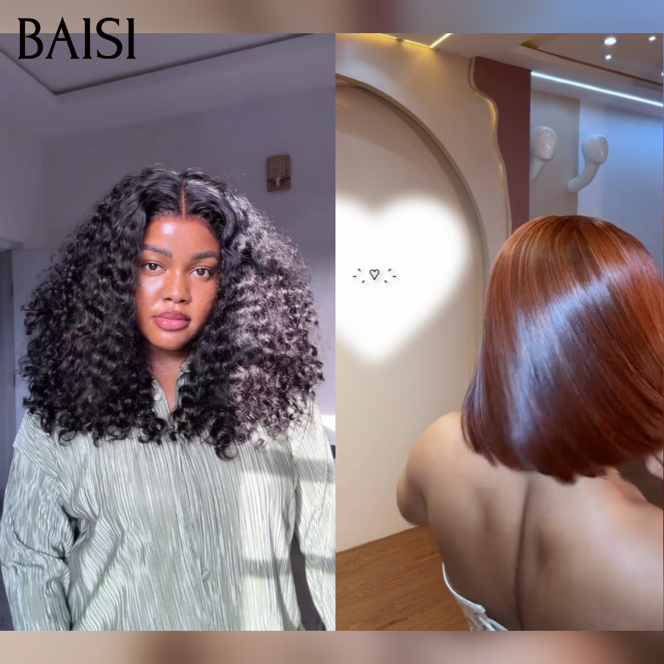 BAISI vente flash 2 Perruques Promo 165€ Moitié Prix 4x4 lace closure curly wave 16 pouces et marron 10 pouces 100% human hair MP50