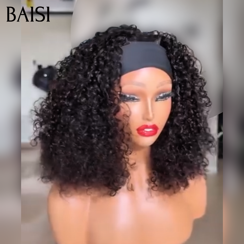 BAISI Parrucca con fascia a onde profonde fatta a macchina C
