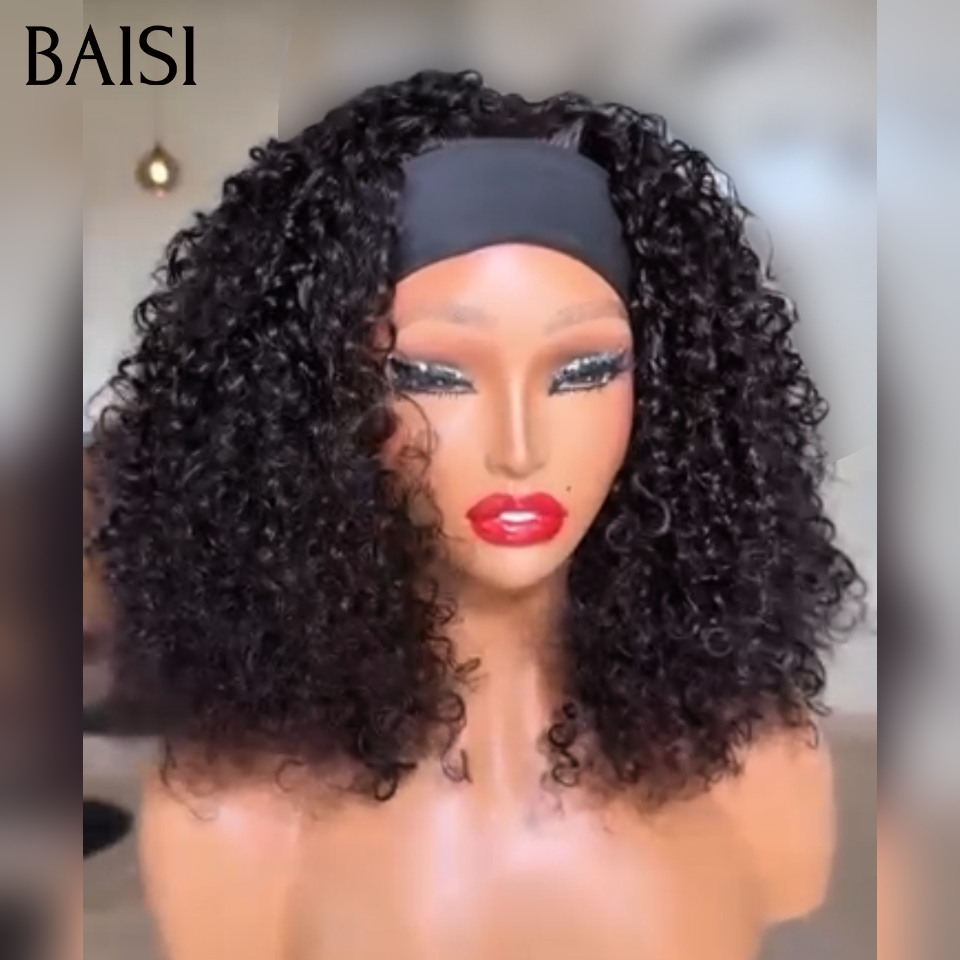 BAISI Parrucca con fascia a onde profonde fatta a macchina C