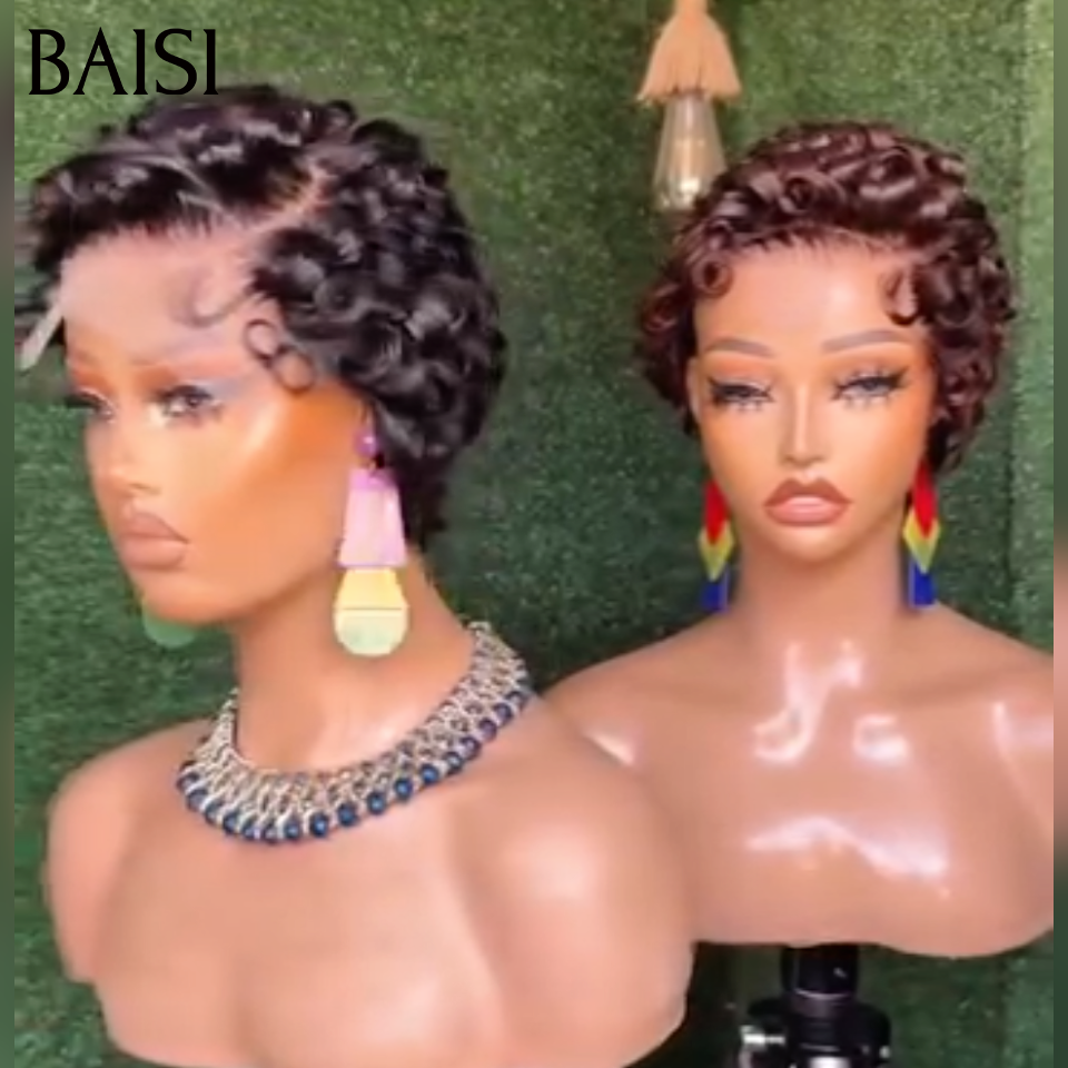 Parrucca dritta da folletto BAISI di colore nero blu € 55 in capelli umani al 100%.