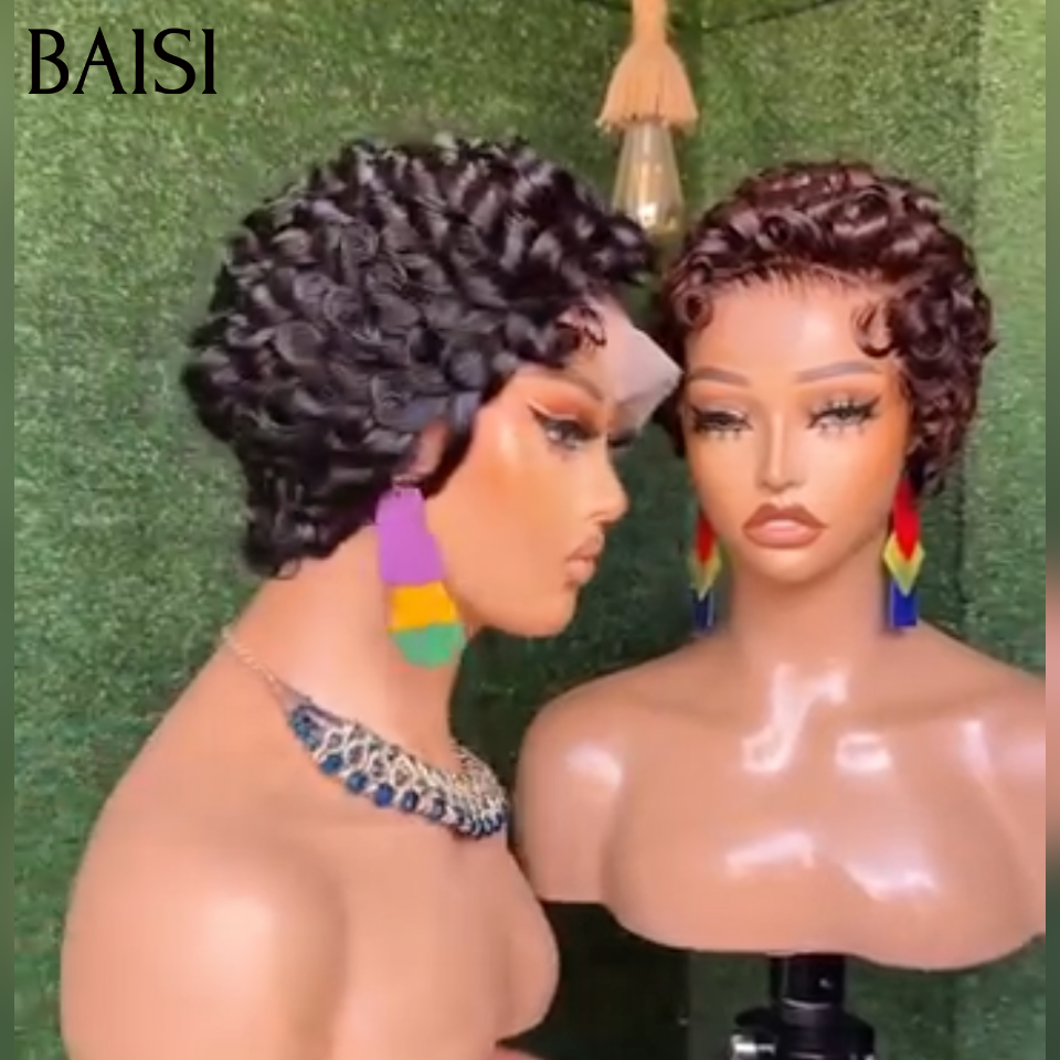 Parrucca dritta da folletto BAISI di colore nero blu € 55 in capelli umani al 100%.