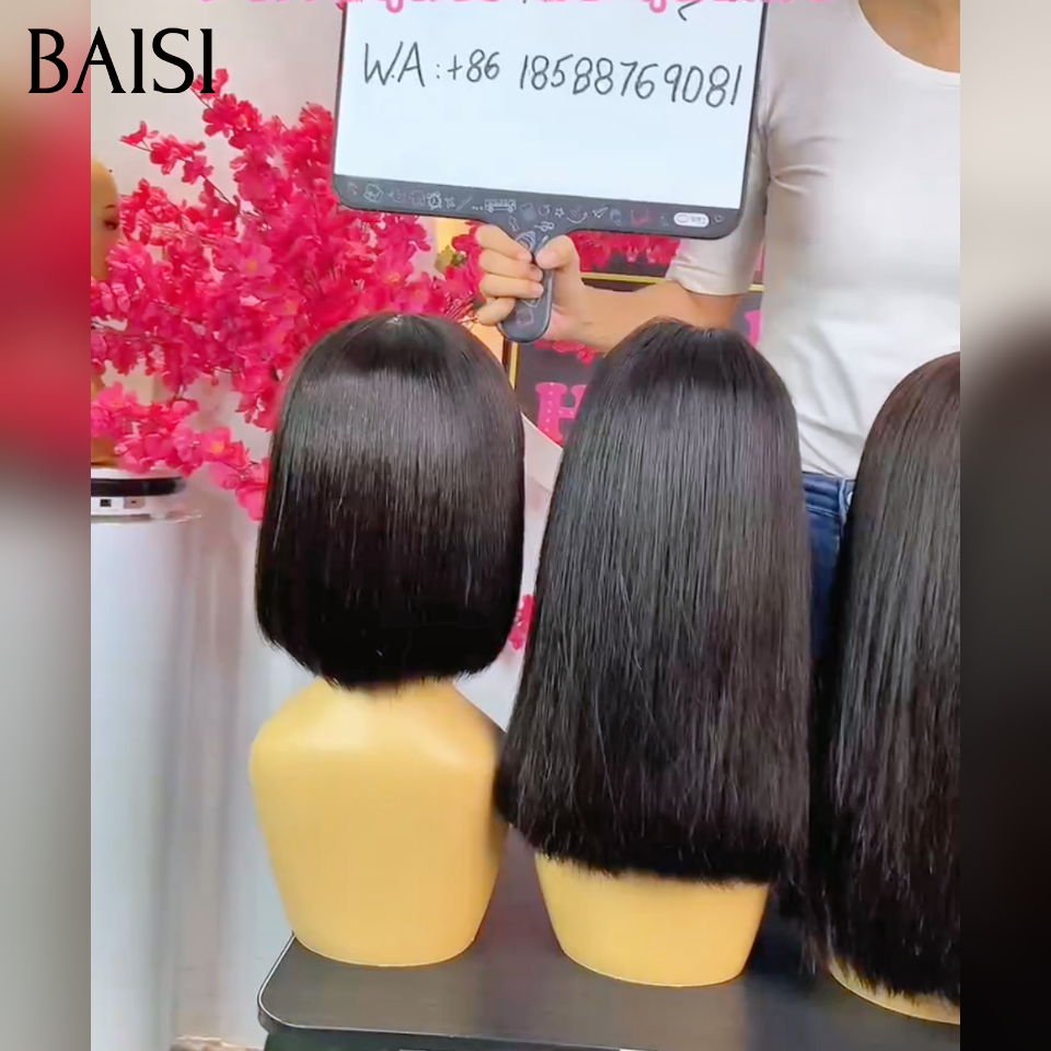 BAISI 4 Perruques de qualité 229€ en France ou Perruque Lisse DE luxe Bob 2x6 Lace 10 Pouces 109€ moitié prix 100% Vietname Hair Couleurs personnalisées En 100% Vrais Cheveux Humains MP50