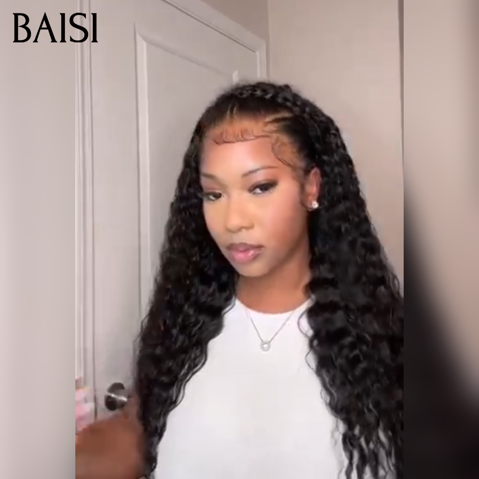 BAISI Prêt-à-porter 13x4 lace frontal Perruque deep wave 149€ en couleur NOIR 100% Vrais Cheveux Humains