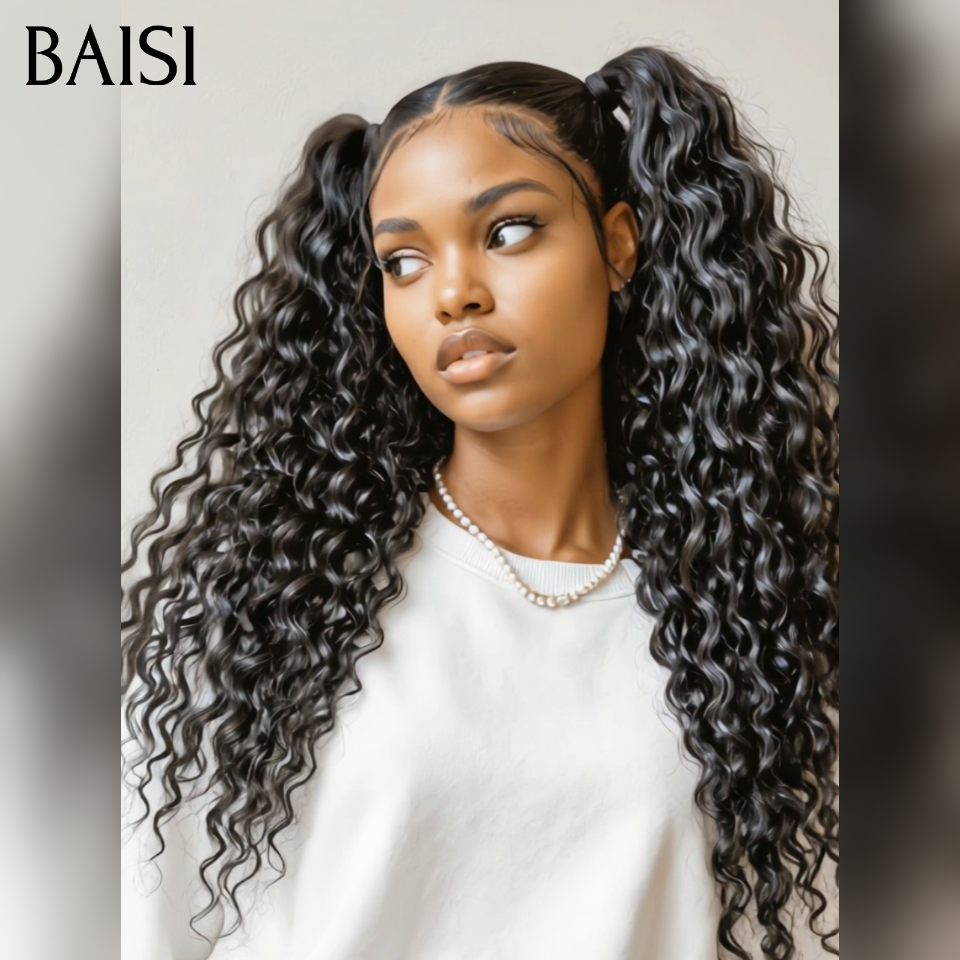 13x4 lace frontal Perruque Coiffeuse Professionelle en chignon bun deep wave 169€ en couleur NOIR 100% Cheveux Humains