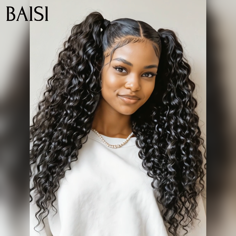 13x4 lace frontal Perruque Coiffeuse Professionelle en chignon bun deep wave 169€ en couleur NOIR 100% Cheveux Humains