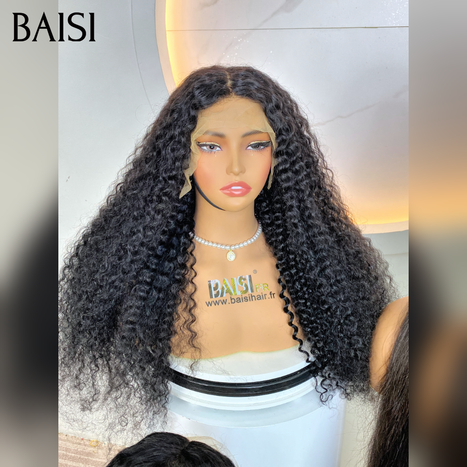 BAISI Stock Limité 2 perruques 200€ 13x4 frontale human hair Perruque curly wave 22 Pouces et lisse 22 Pouces naturel en 100% Cheveux Humains