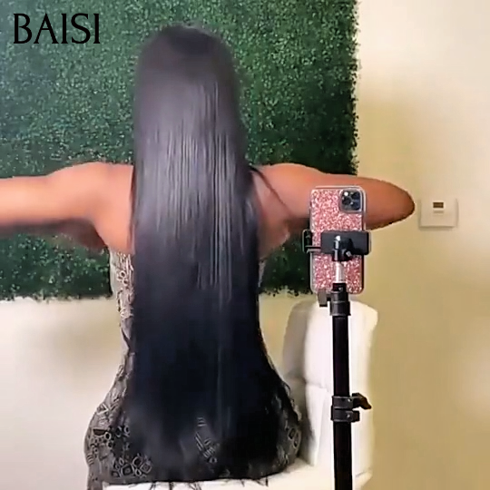 BAISI 13X4 lace frontal Perruque lisse NOIR Promo 22 Pouces 119€ 100% Raw Hair cheveux humains