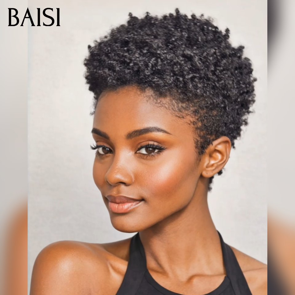 BAISI Moitié Prix Sans lace afro OFFRE FLASH 39€ 100% Cheveux Humains Fabriqué à la Machine MP50