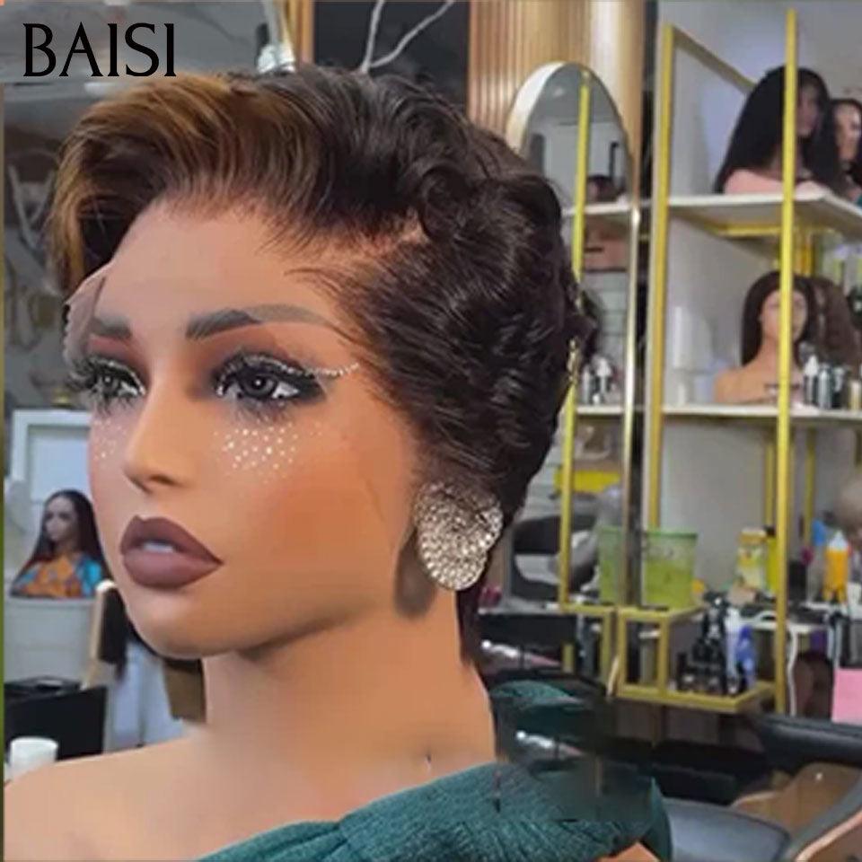 BAISI 3 perruques au choix 120€ ajouter dans le panier un par un au prix d'usine fournisseur coiffure Personnalisée boucle sans colle ou 13X4 lace 9 différentes types de perruques pixie vente en gros pour revendre (Pas Besoin de Code)