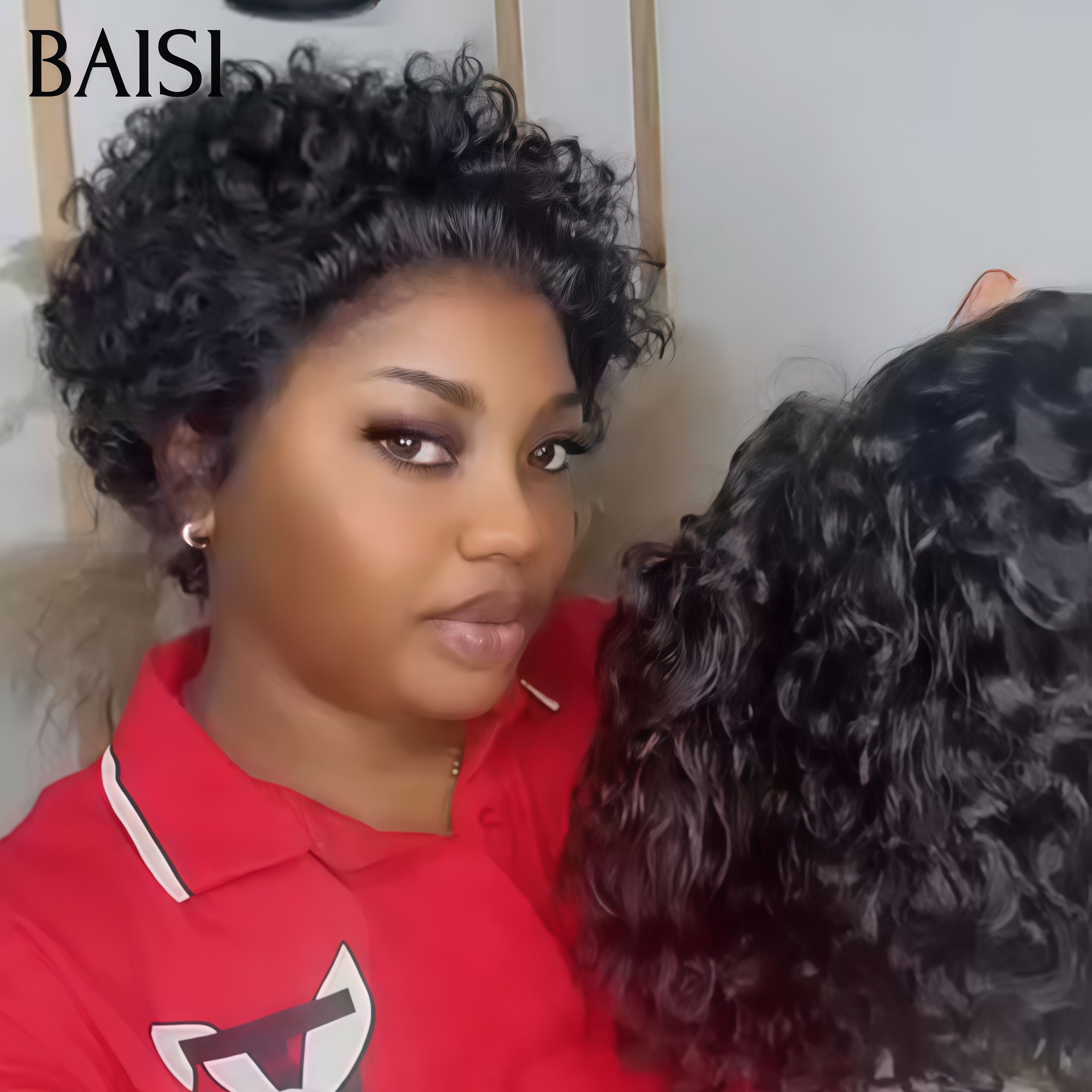 BAISI 13X4 Perruques Pixie curly wave 55€ ou afro curly noir En 100% Cheveux Humains #905