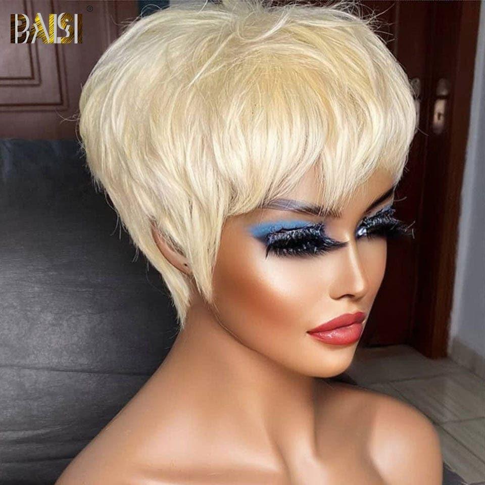 BAISI 13x4 lace frontal curly wave orange 54€ ou Promo 45€ arrivage pixie coupe fabriqué à la machine En 100% Cheveux Humains En blonde #613 ou afro curly NOIR