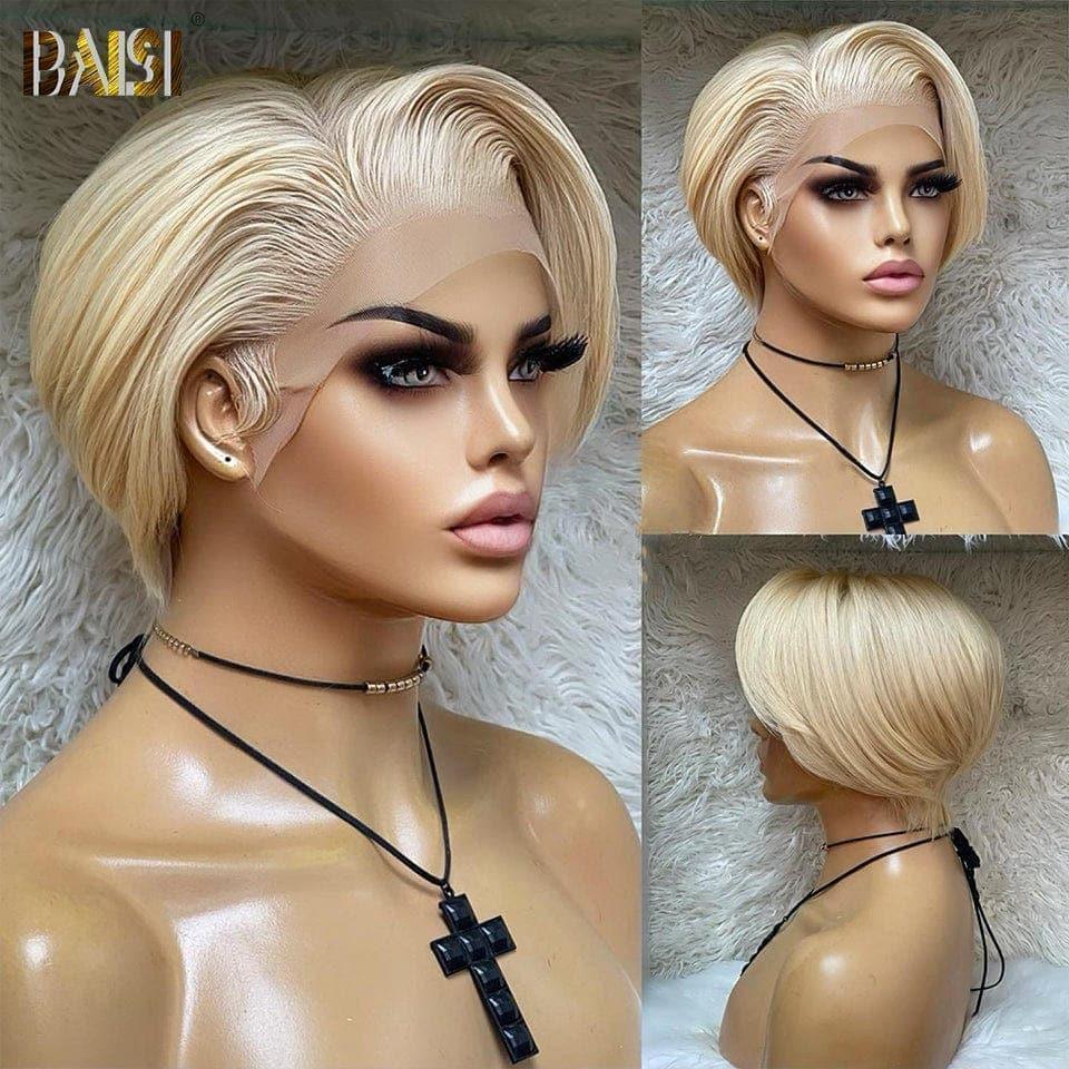 BAISI Perruque Pixie En Couleur 613 ou 60# blonde en 100% Cheveux Humains