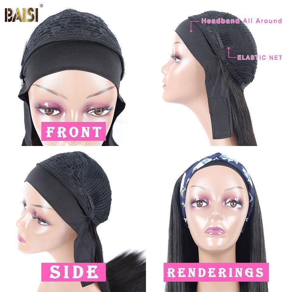 BAISI Lot De 3 Perruques 108€ prix Abordable Bandeau Synthétique Kinky Curly En Couleur sans colle sans lace facile à porter cheveux Synthetique
