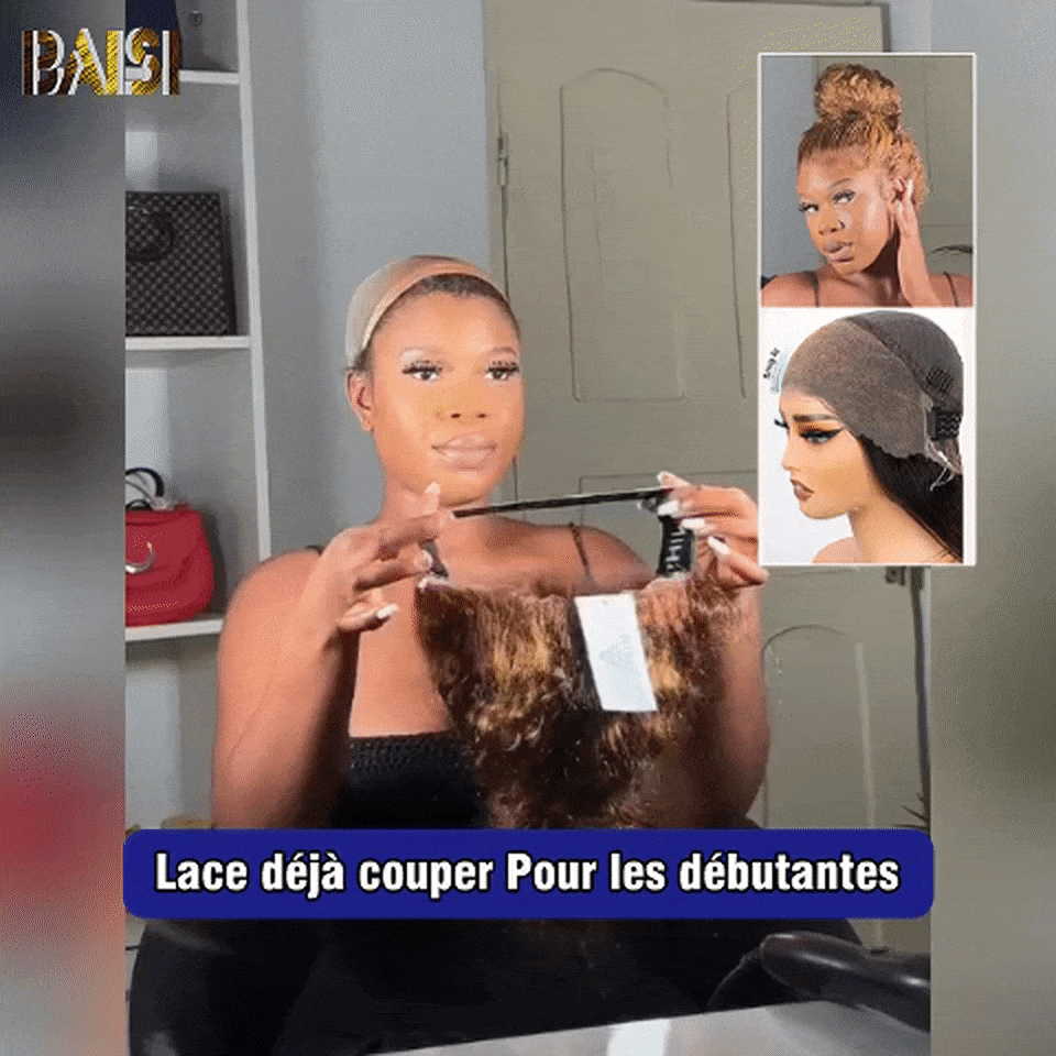 BAISI wig Upgrade Invisible Strap 360 Frontal curly wave in Honey Color #4/#27 18 Inch Invisible and adjustable 360 lace frontal Pre-plucked No Glue Needed 250% density in 100% Raw Hair Lace already cut