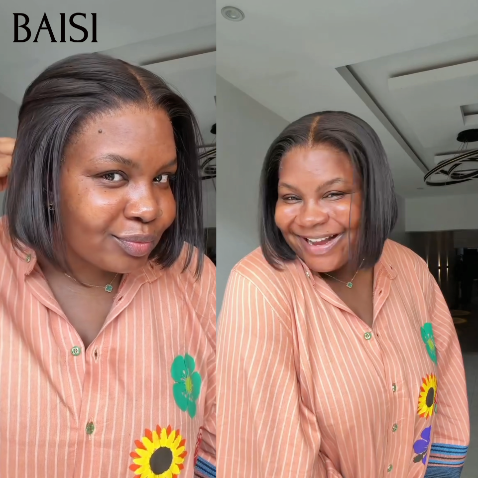 BAISI perruque SDD BONE STRAIGHT 100% Vietnam Hair Lisse 8 pouces 75€ BOB noir de luxe 2x6 lace closure 100% Cheveux Humains